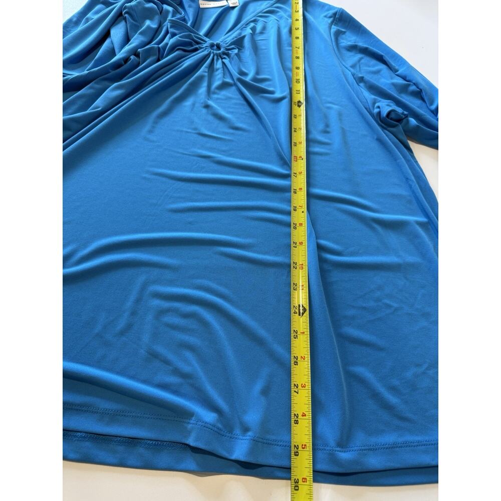 Susan Graver Liquid Knit Tunic Womens 3x Ruched Front Tunic Blue Stretchy Mature - Picture 9 of 9